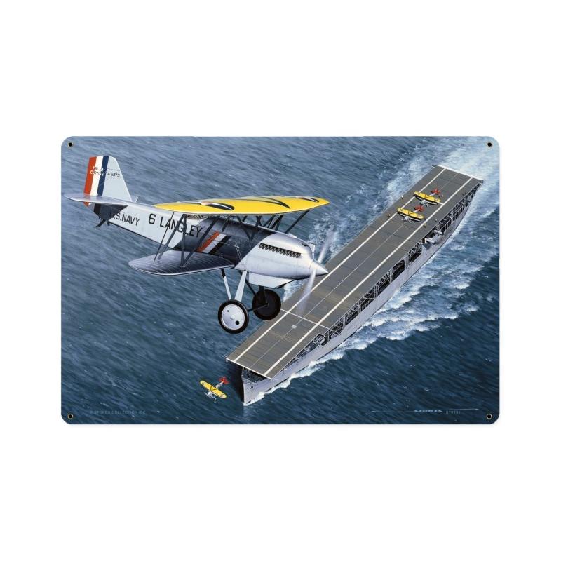 America's First Flattop, Aviation, Vintage Metal Sign, 18 X 12 Inches