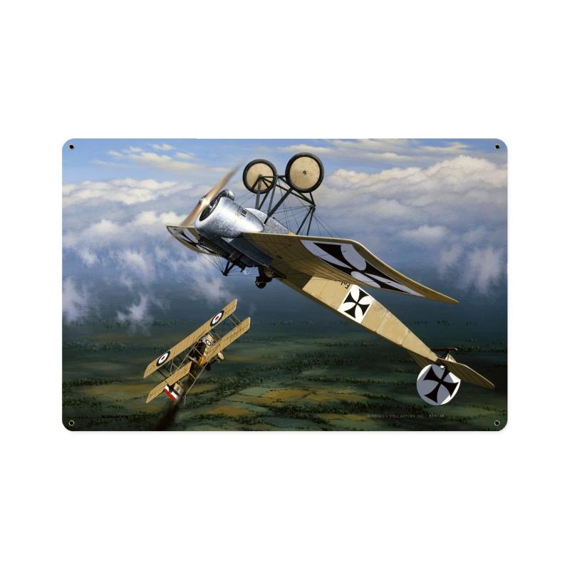 Fokker Scourge, Aviation, Vintage Metal Sign, 18 X 12 Inches