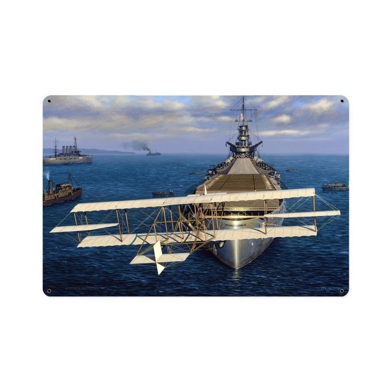 Navy Earns Wings, Aviation, Vintage Metal Sign, 18 X 12 Inches