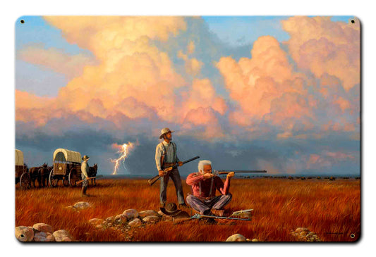 THE BUFFALO HUNTERS, Licensed Products/Stan Stokes, SATIN METAL SIGN, 18 X 12 Inches