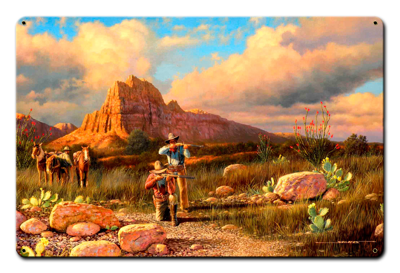 THE HUNTING PARTY, Licensed Products/Stan Stokes, SATIN METAL SIGN, 18 X 12 Inches