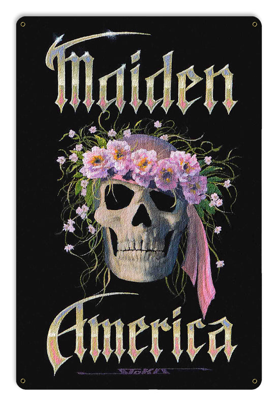MAIDEN AMERICA, Featured Artists/Stan Stokes, Satin Metal Sign, 18 X 12 Inches