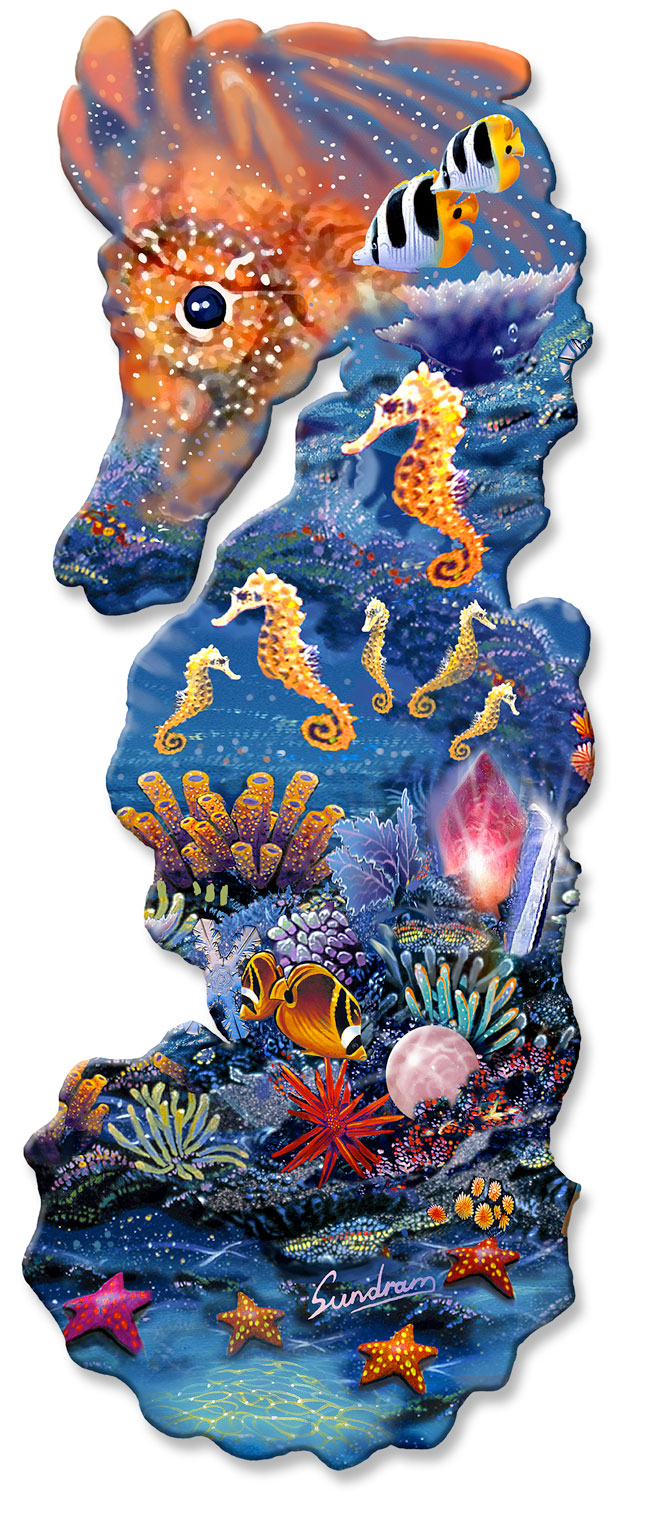Seahorse Shape, Featured Artists/Shell, PLASMA , 14 X 34 Inches