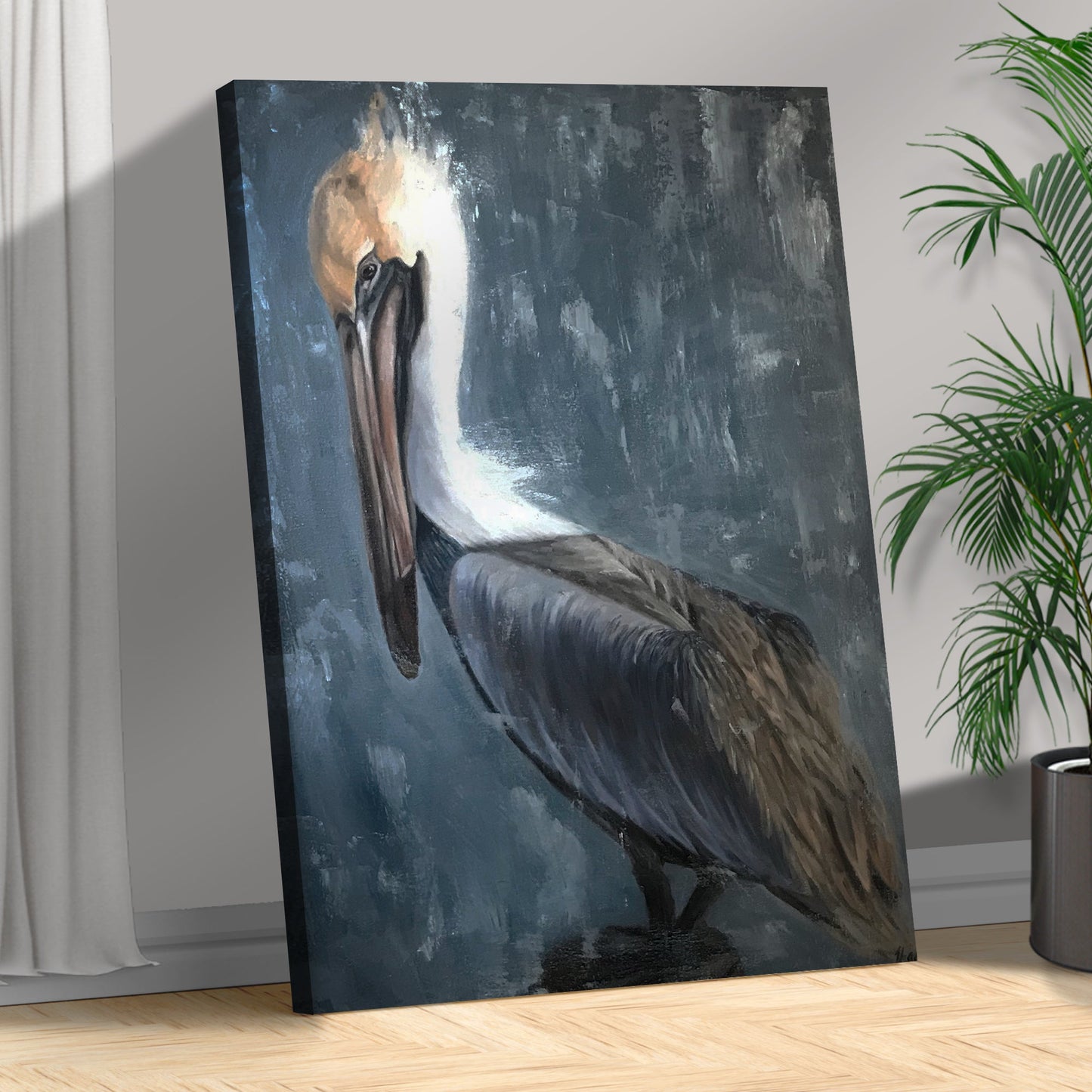Pelican Painting "The Fish Catcher" Canvas Wall Art II