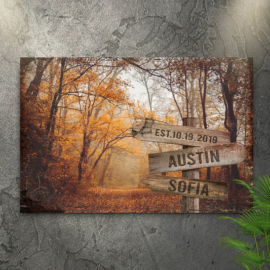 Autumn Road Couple Name Sign