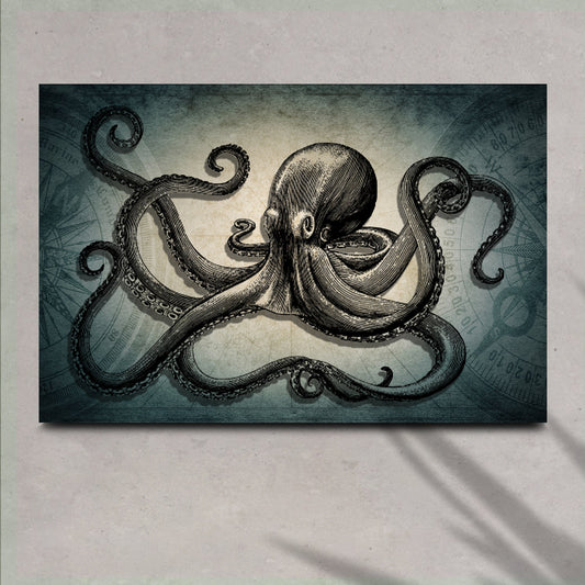 Octopus Coastal Canvas Wall Art