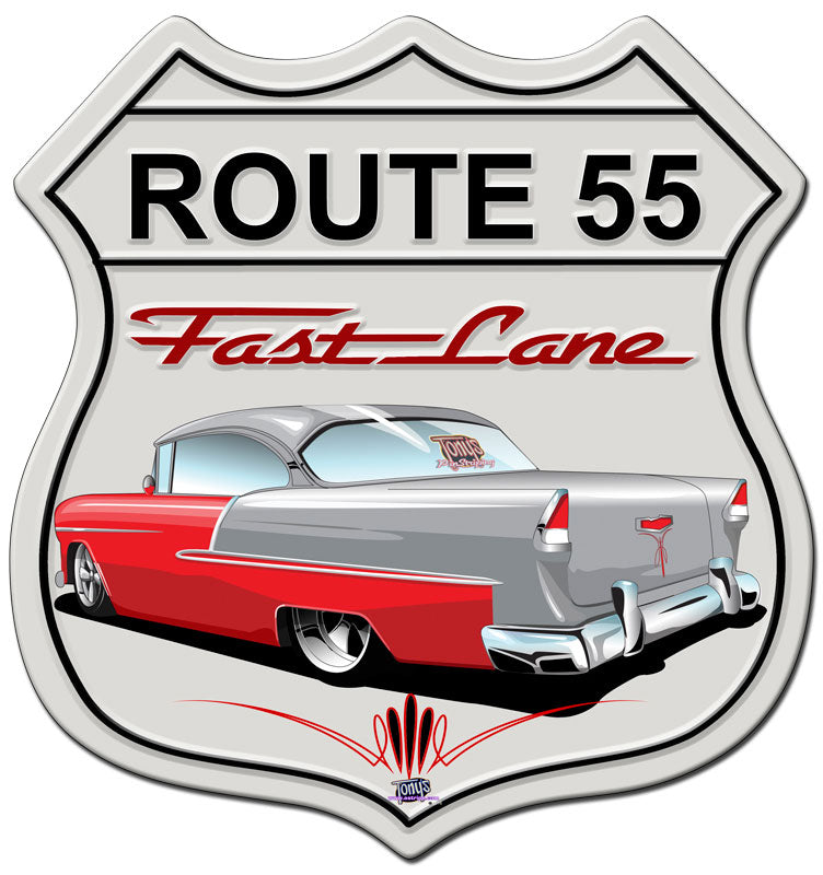Classic Car Shield, Featured Artists/Tony's Pinstriping, SATIN SHIELD METAL SIGN , 15 X 15 Inches