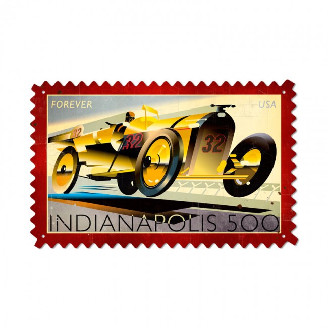 Indy 500, Automotive, Custom Metal Shape, 24 X 15 Inches