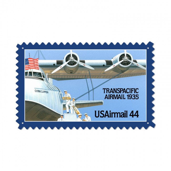 Air Mail Clipper, Aviation, Custom Metal Shape, 24 X 15 Inches