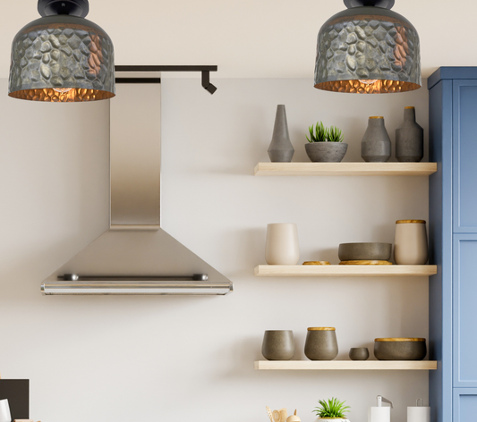 Verde Green and Copper Metal Dome Ceiling Light