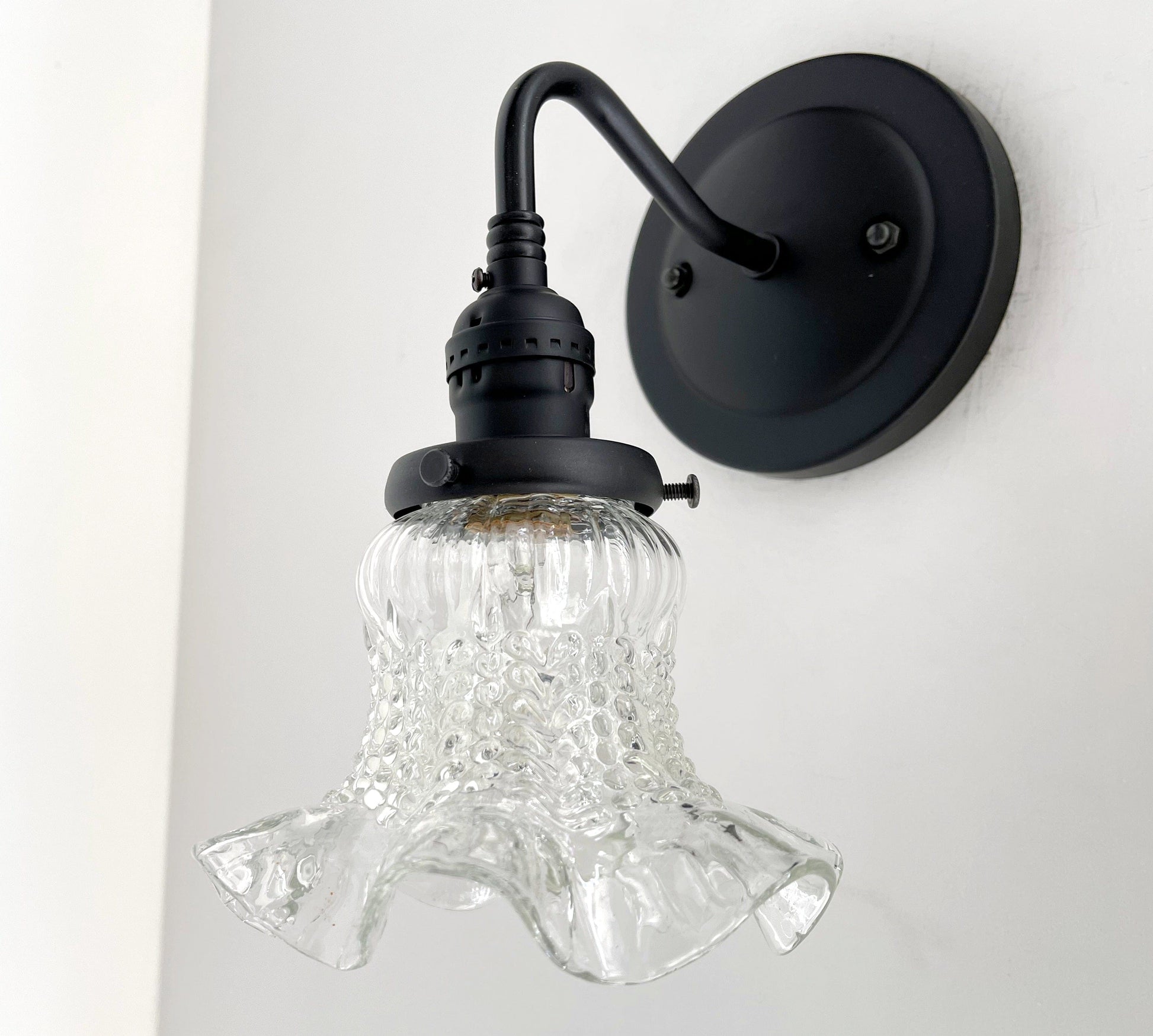 Sweet Ruffle Antique 1950's Glass Wall Sconce Light Fixture