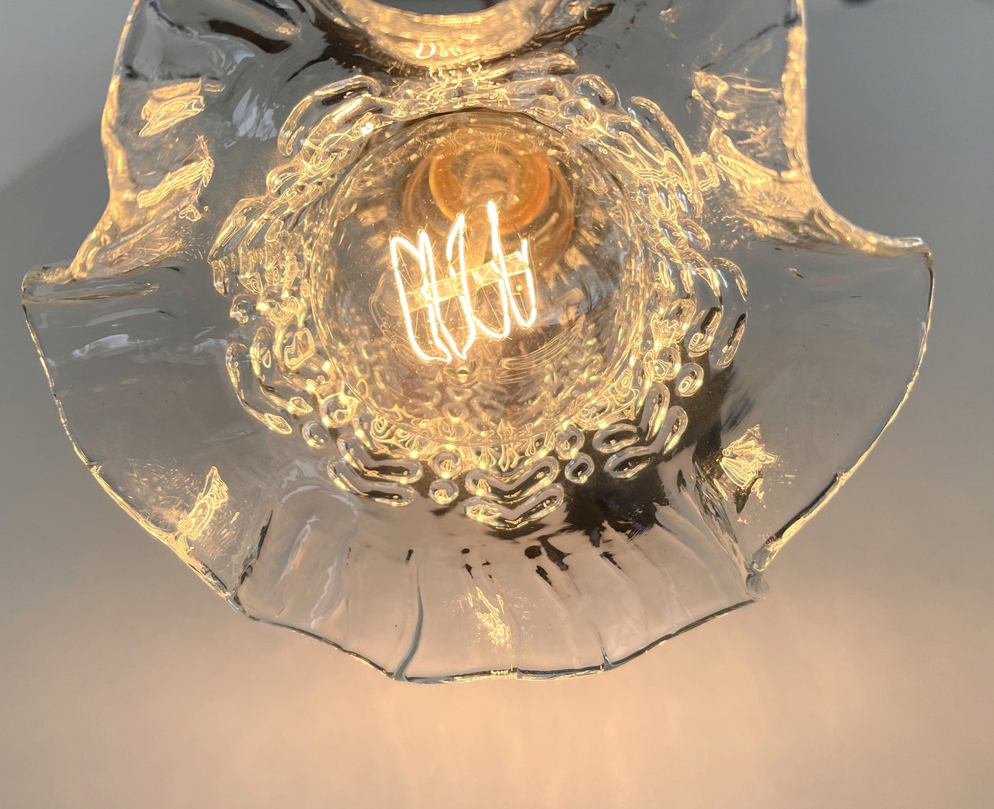 Sweet Ruffle Antique 1950's Glass Wall Sconce Light Fixture