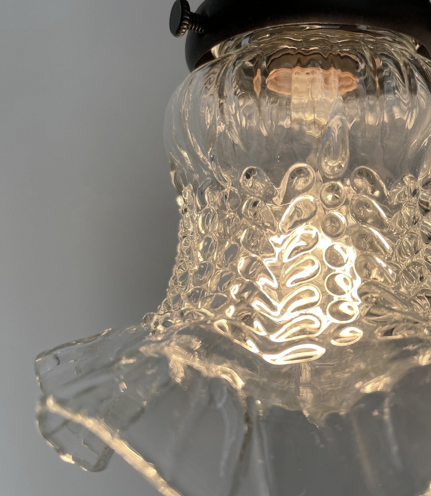 Sweet Ruffle Antique 1950's Glass Wall Sconce Light Fixture