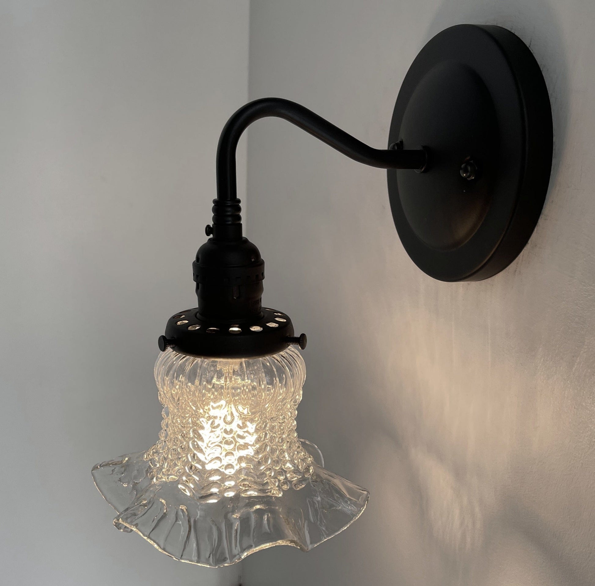 Sweet Ruffle Antique 1950's Glass Wall Sconce Light Fixture