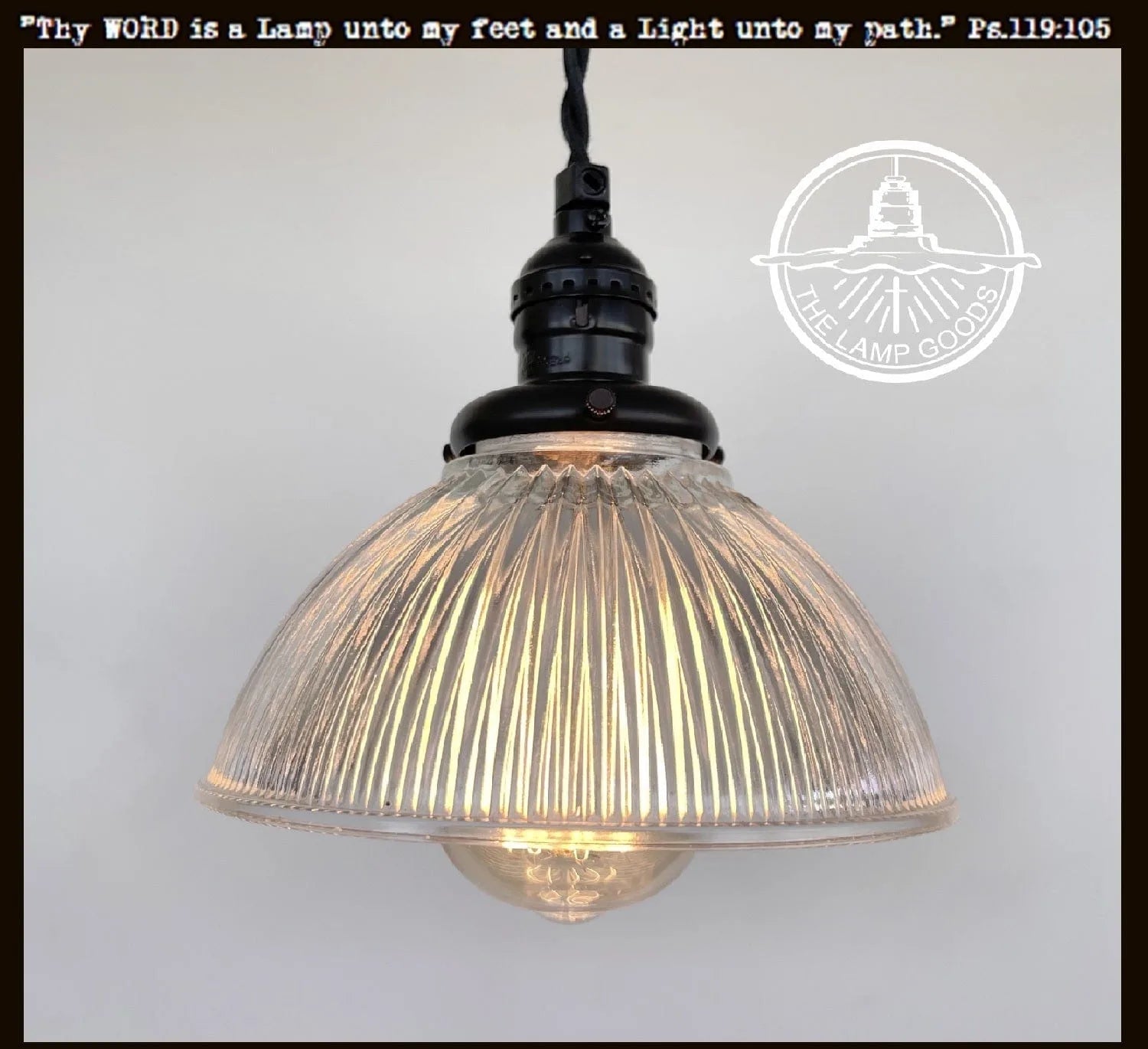Factory Antique Glass Holophane Pendant Light