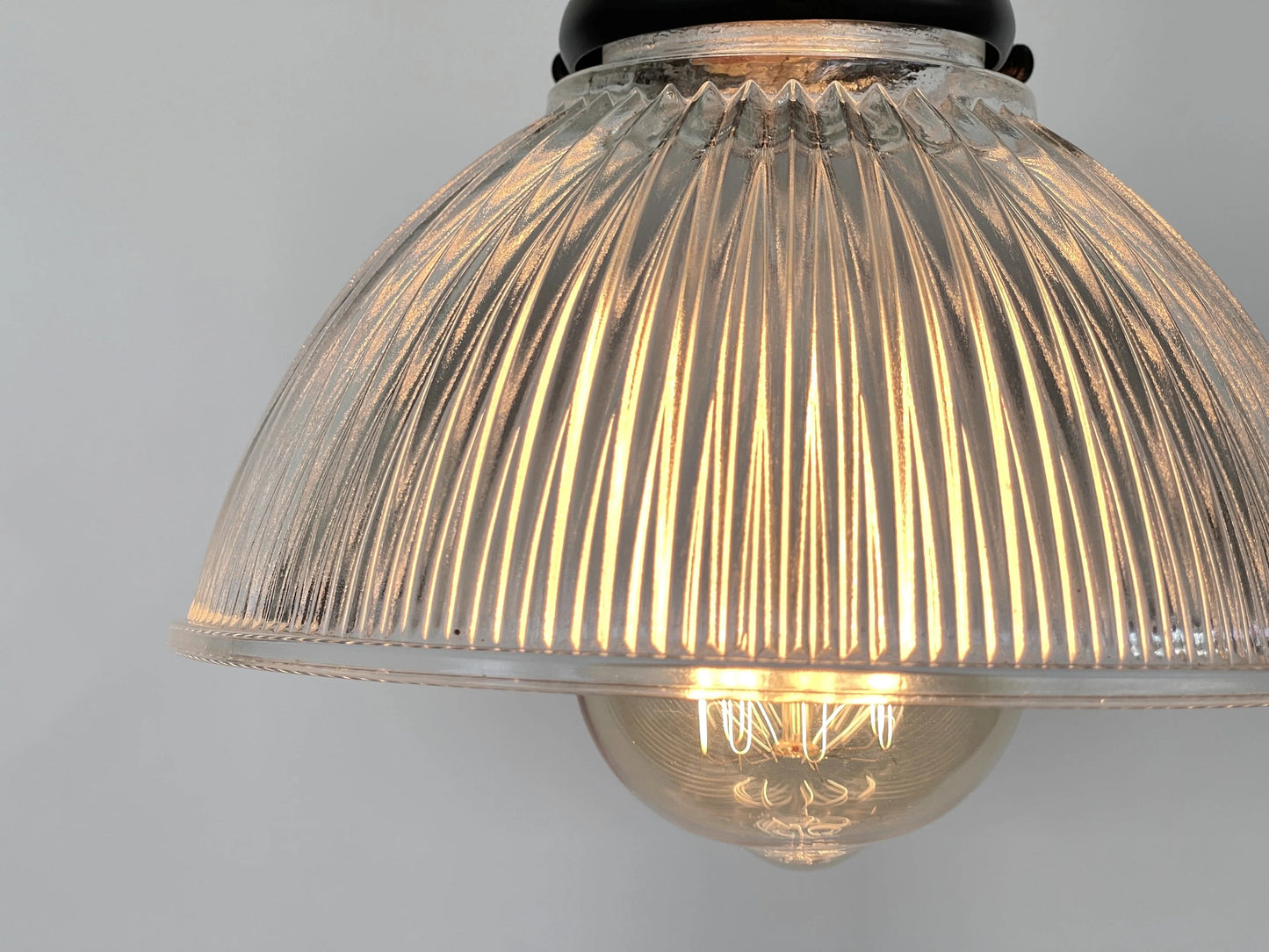 Factory Antique Glass Holophane Pendant Light