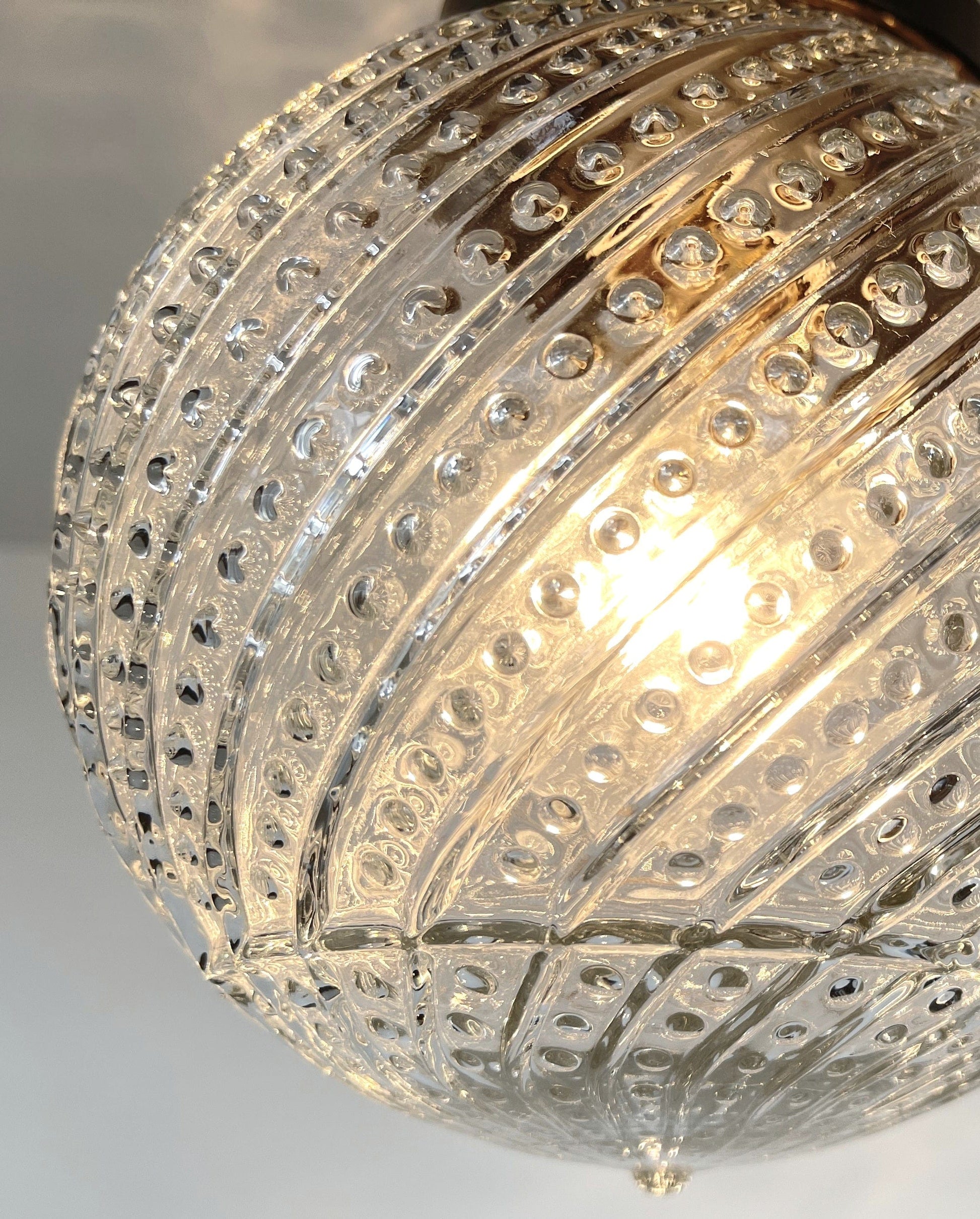 Antique Hobnail Swirl Clear Glass Light 1960's