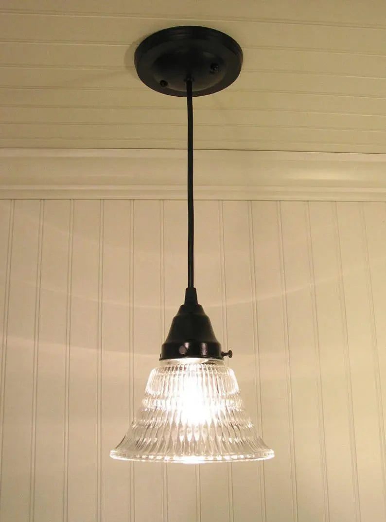 Heavy Vintage Clear Holophane Glass