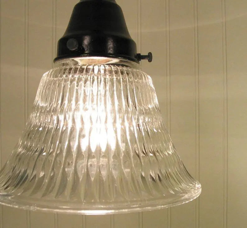 Heavy Vintage Clear Holophane Glass