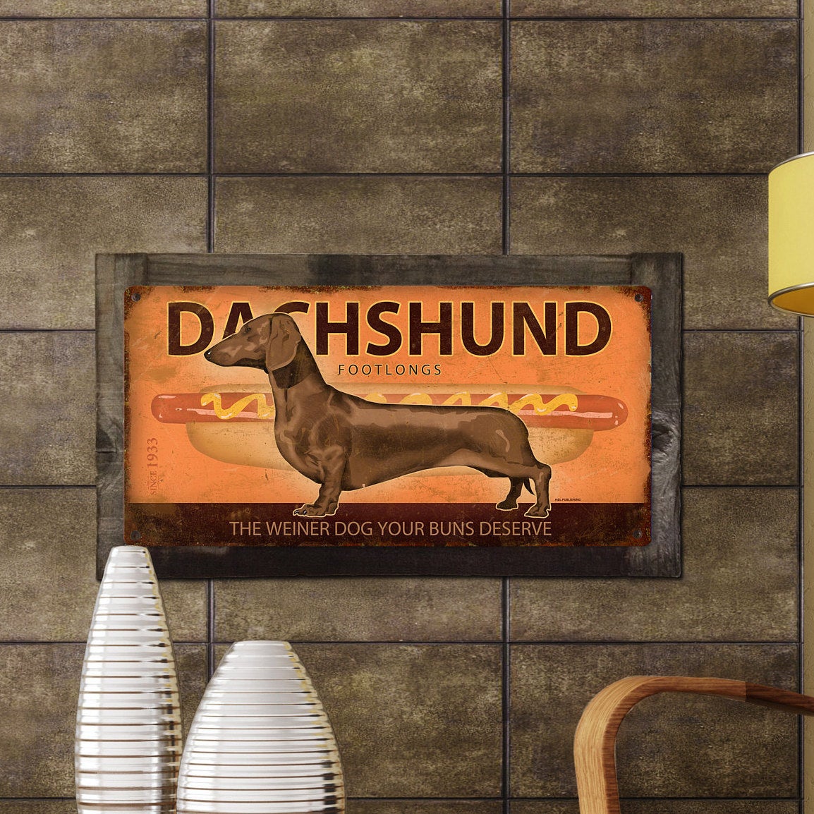 Dachshund, Wiener Dog, METAL Sign, Optional Reclaimed BarnWood Frame, American Steel, Wall Decor, Wall Art