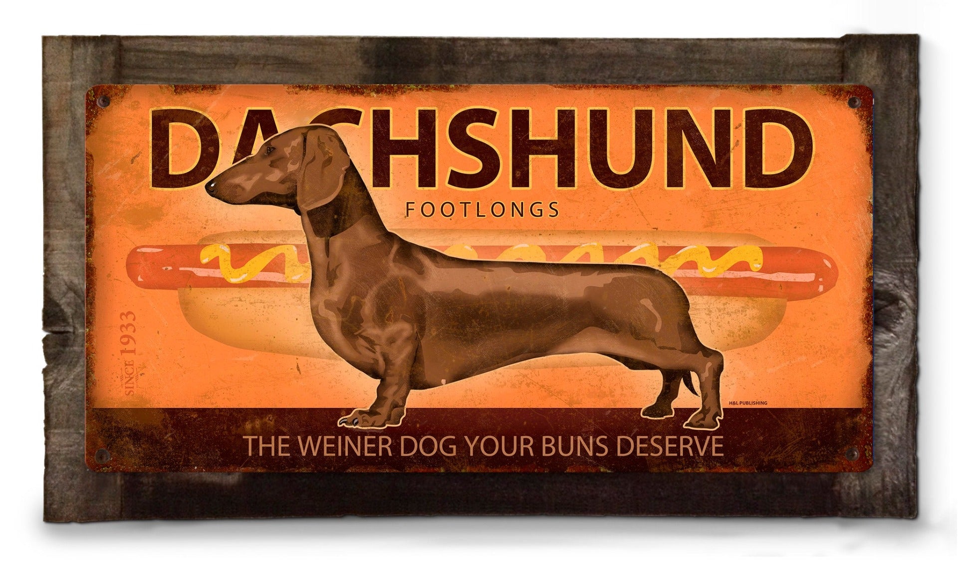Dachshund, Wiener Dog, METAL Sign, Optional Reclaimed BarnWood Frame, American Steel, Wall Decor, Wall Art