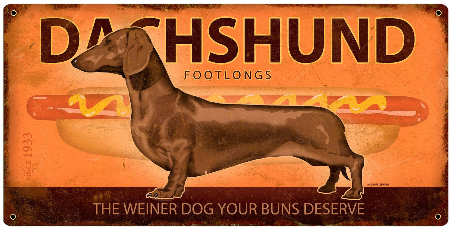 Dachshund, Wiener Dog, METAL Sign, Optional Reclaimed BarnWood Frame, American Steel, Wall Decor, Wall Art
