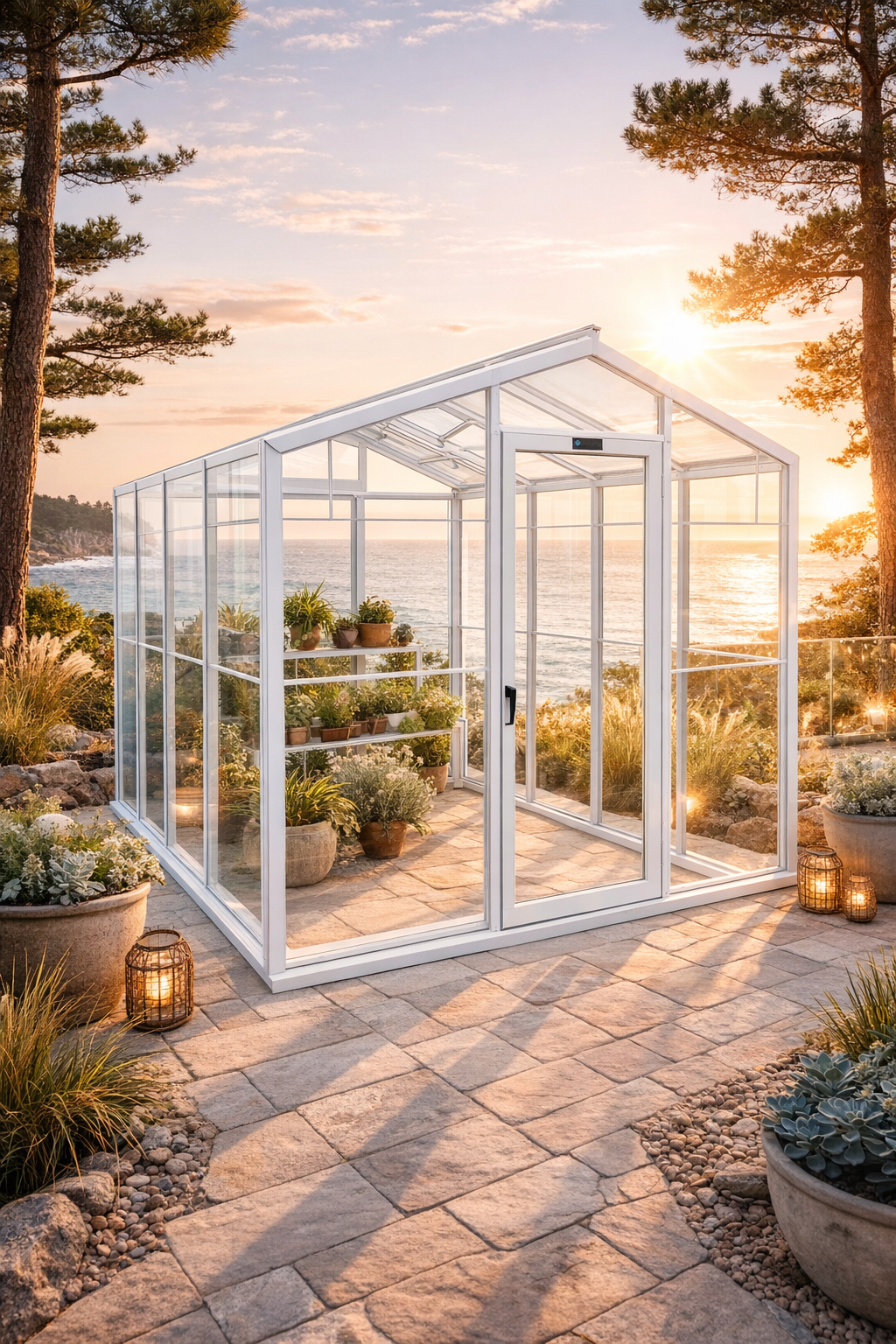 White Glass Wall Greenhouse 