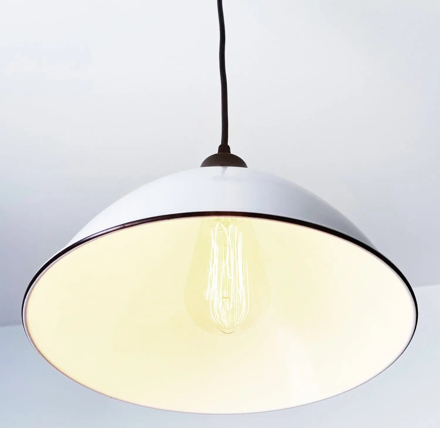 Large White Enamel Farmhouse Pendant Light