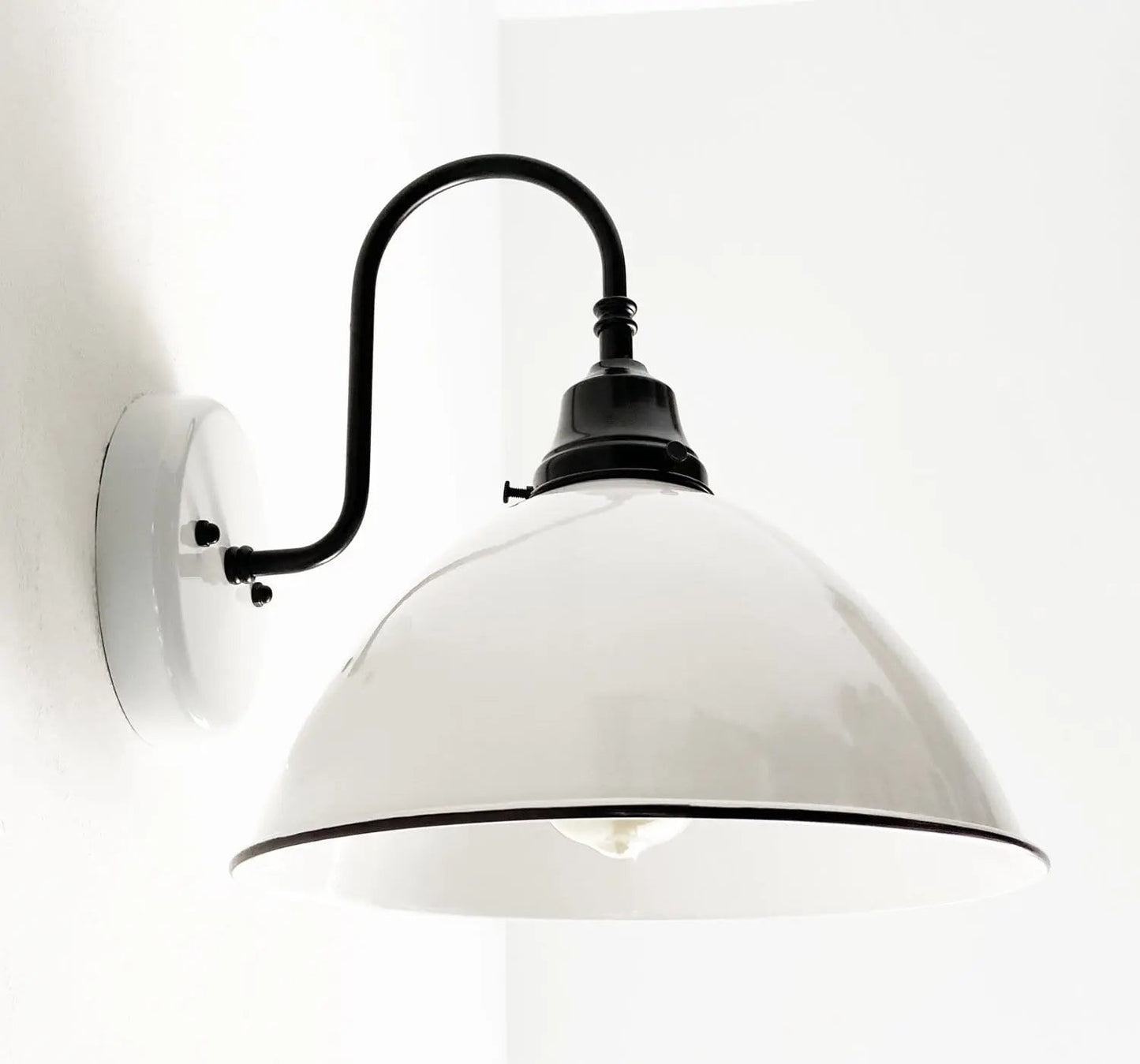 Large White Enamel Wall Sconce Light