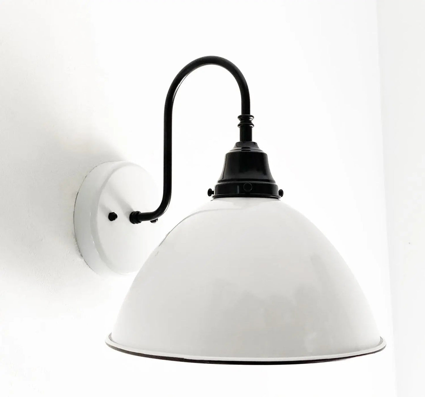 Large White Enamel Wall Sconce Light
