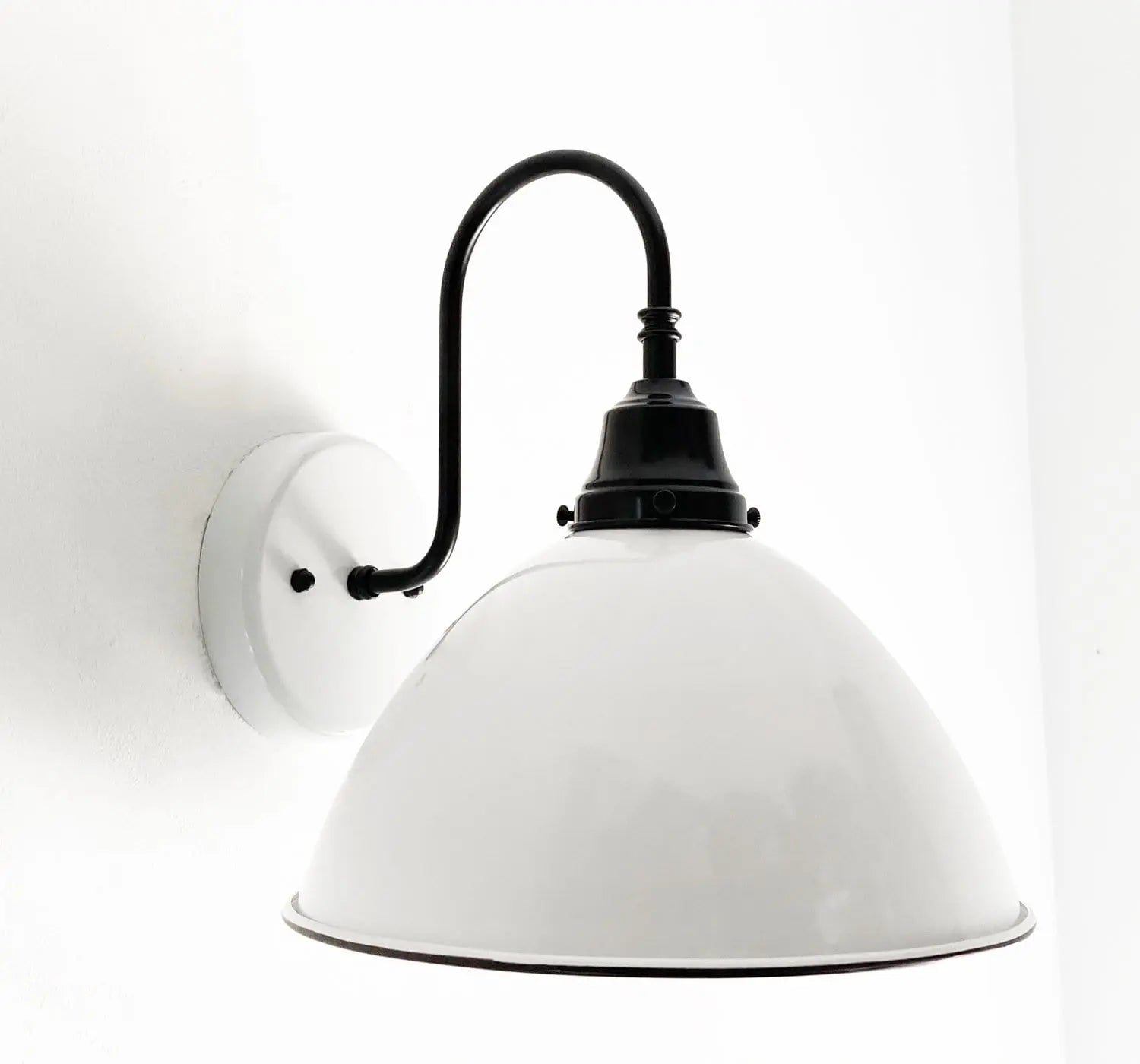 Large White Enamel Wall Sconce Light
