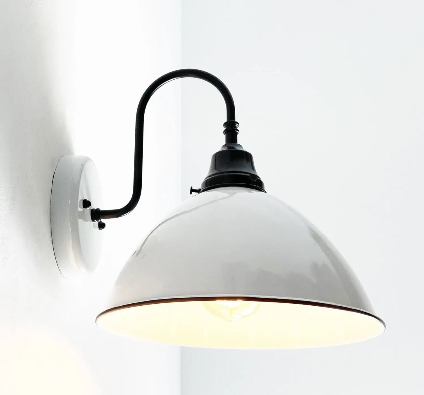 Large White Enamel Wall Sconce Light