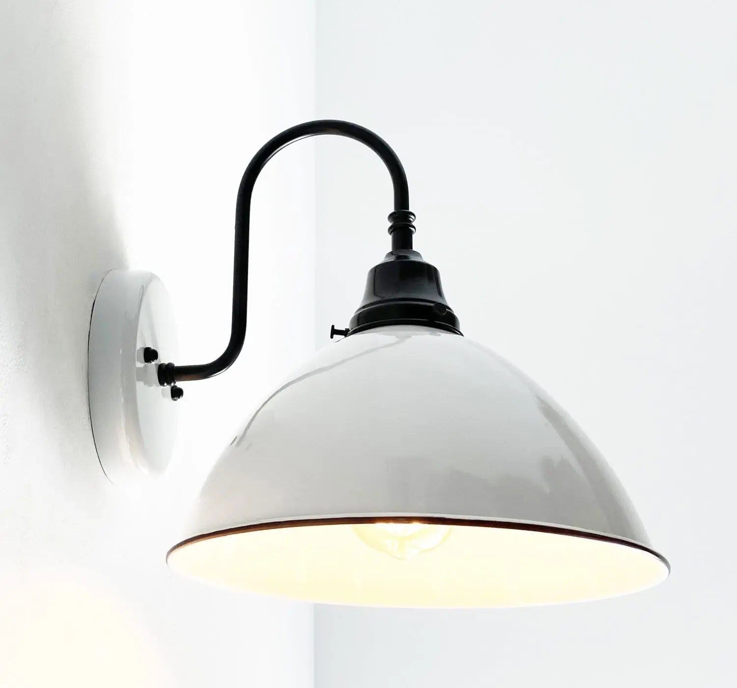 Large White Enamel Wall Sconce Light