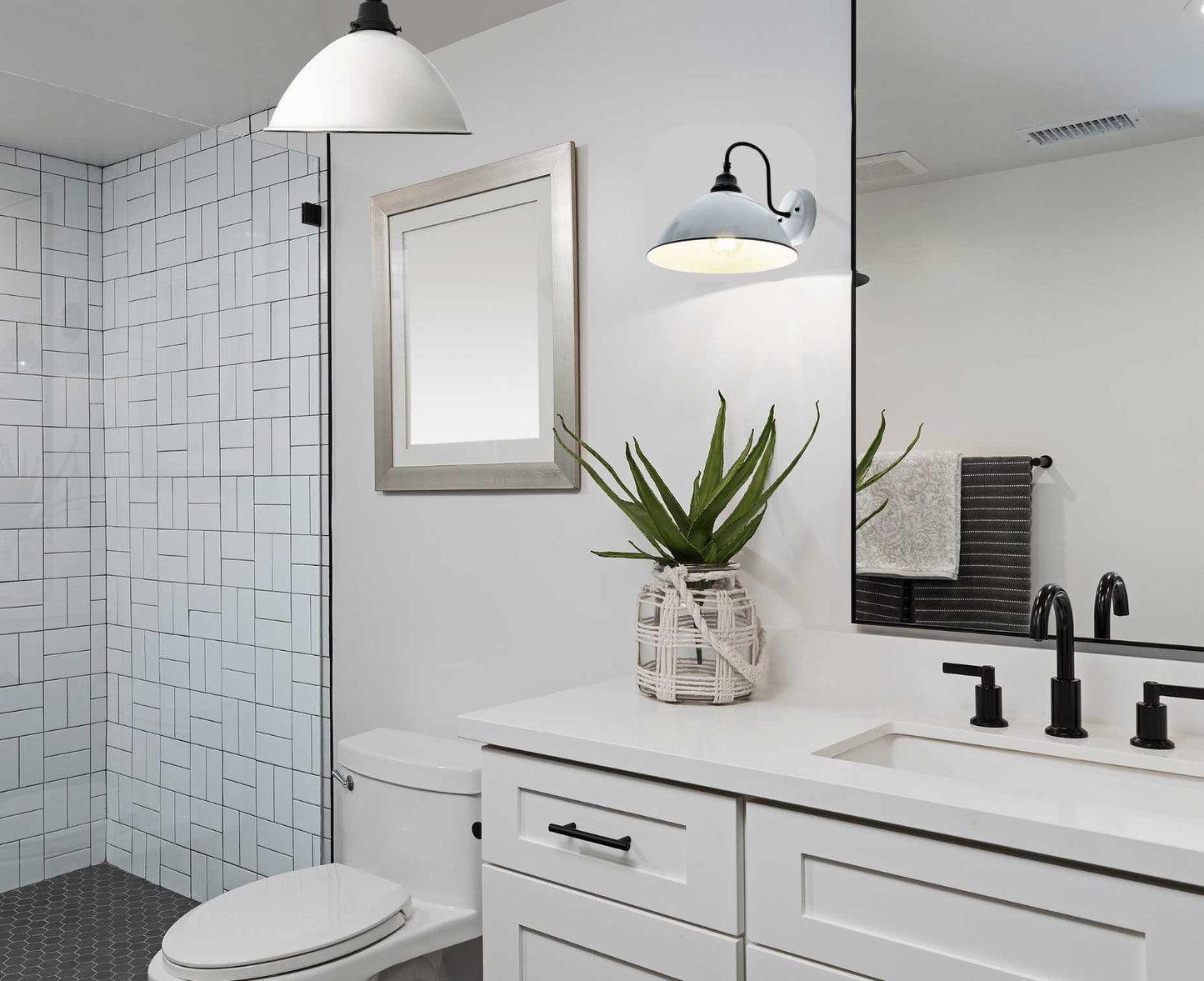 Large White Enamel Wall Sconce Light