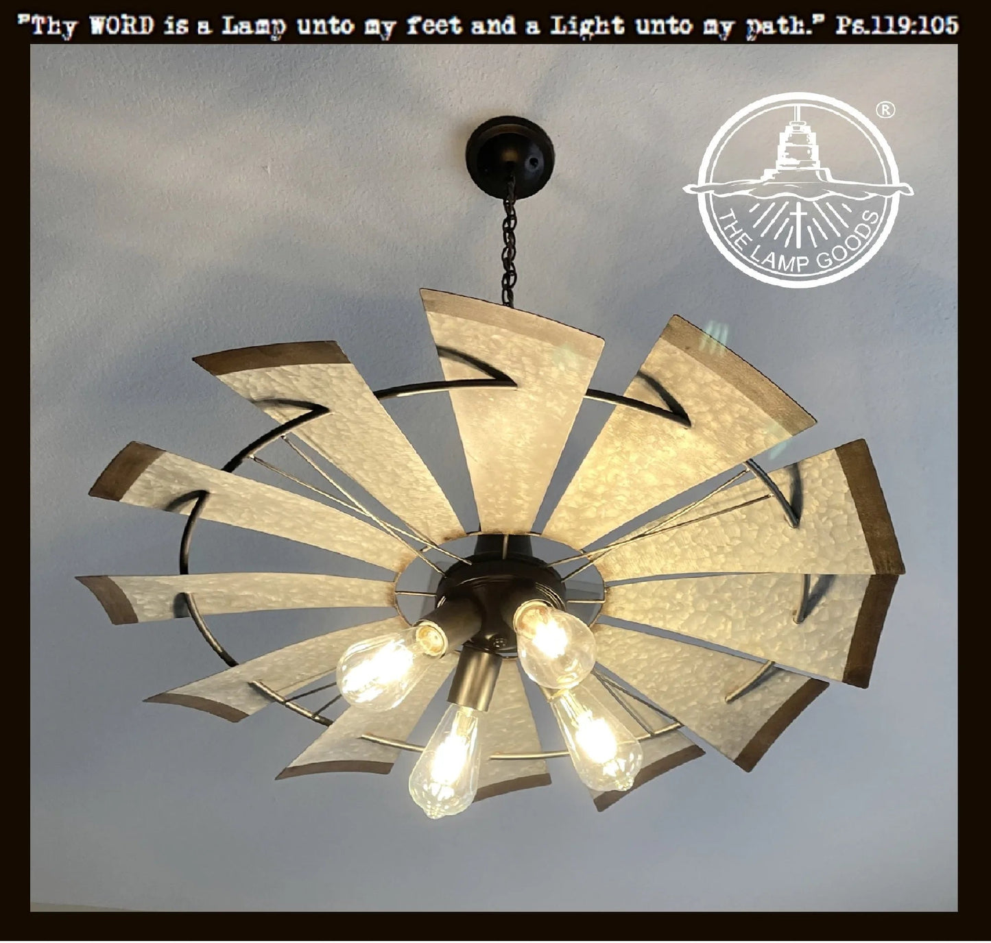 Farmhouse Windmill Chandelier Lighting Fixture 30"