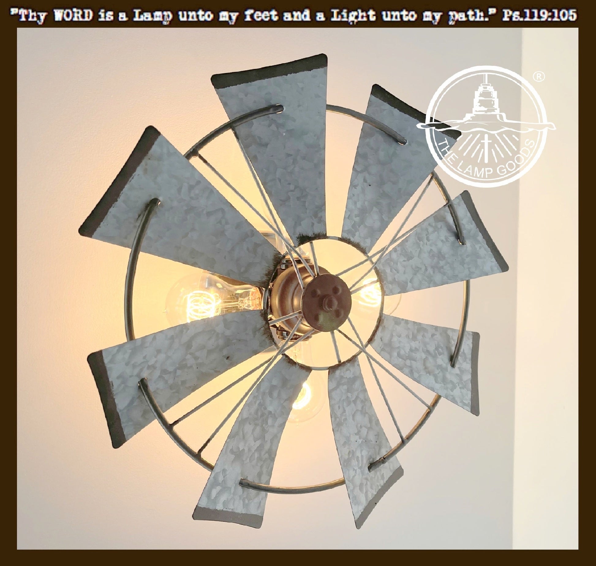 Galvanized Windmill Farmhouse Wall Sconce Light